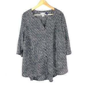 ❗️Catherines Top Blouse Black Button Up 1X Petite